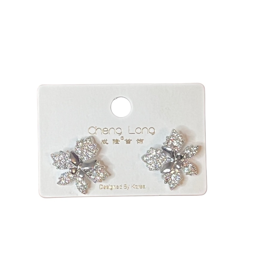 Silver Floral Stud Earrings